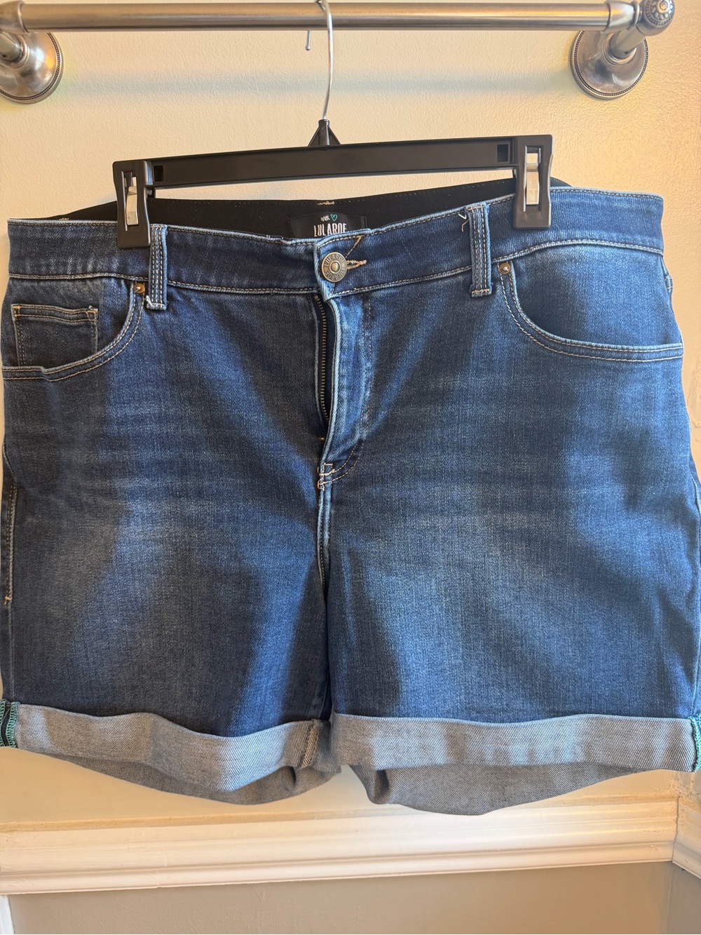 LuLaRoe Dark Blue Denim Rolled Hem Women's Shorts